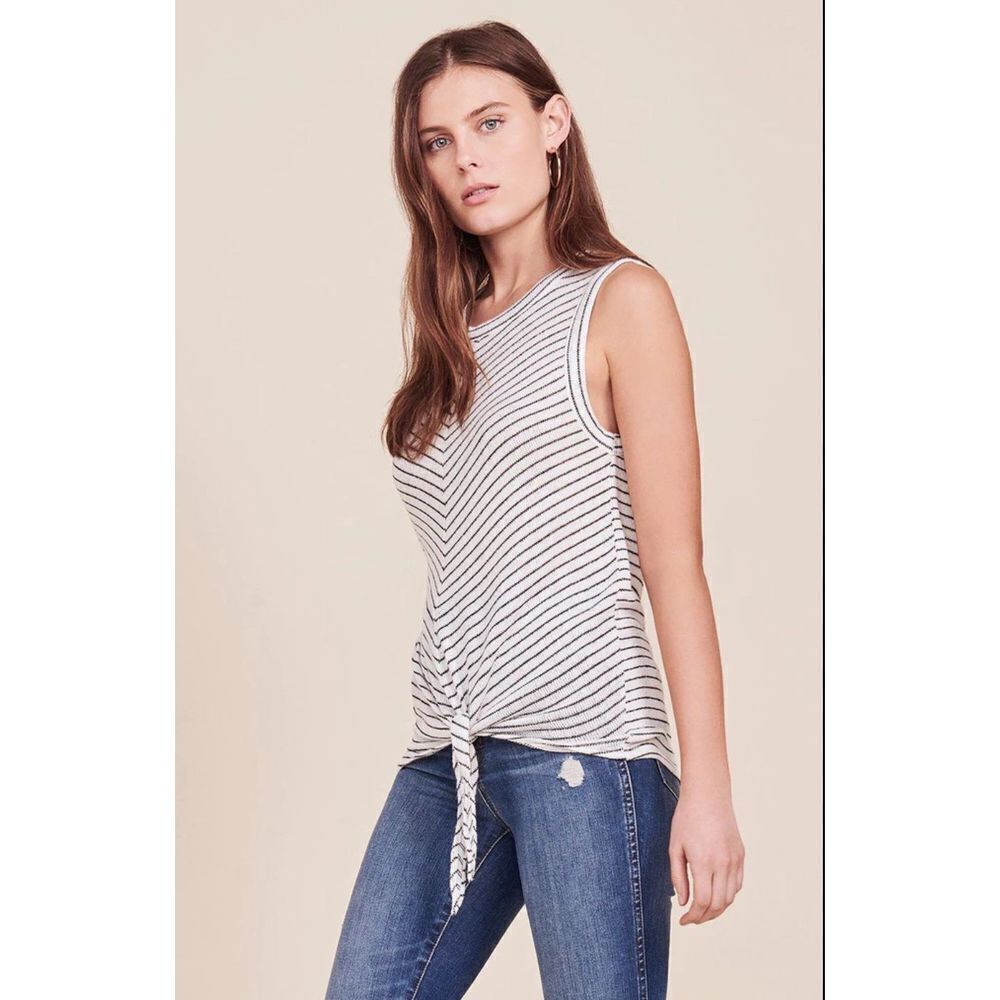 NWT BB Dakota Rosanna Striped Knit‎ Tank Front Tie Hem Size S $65